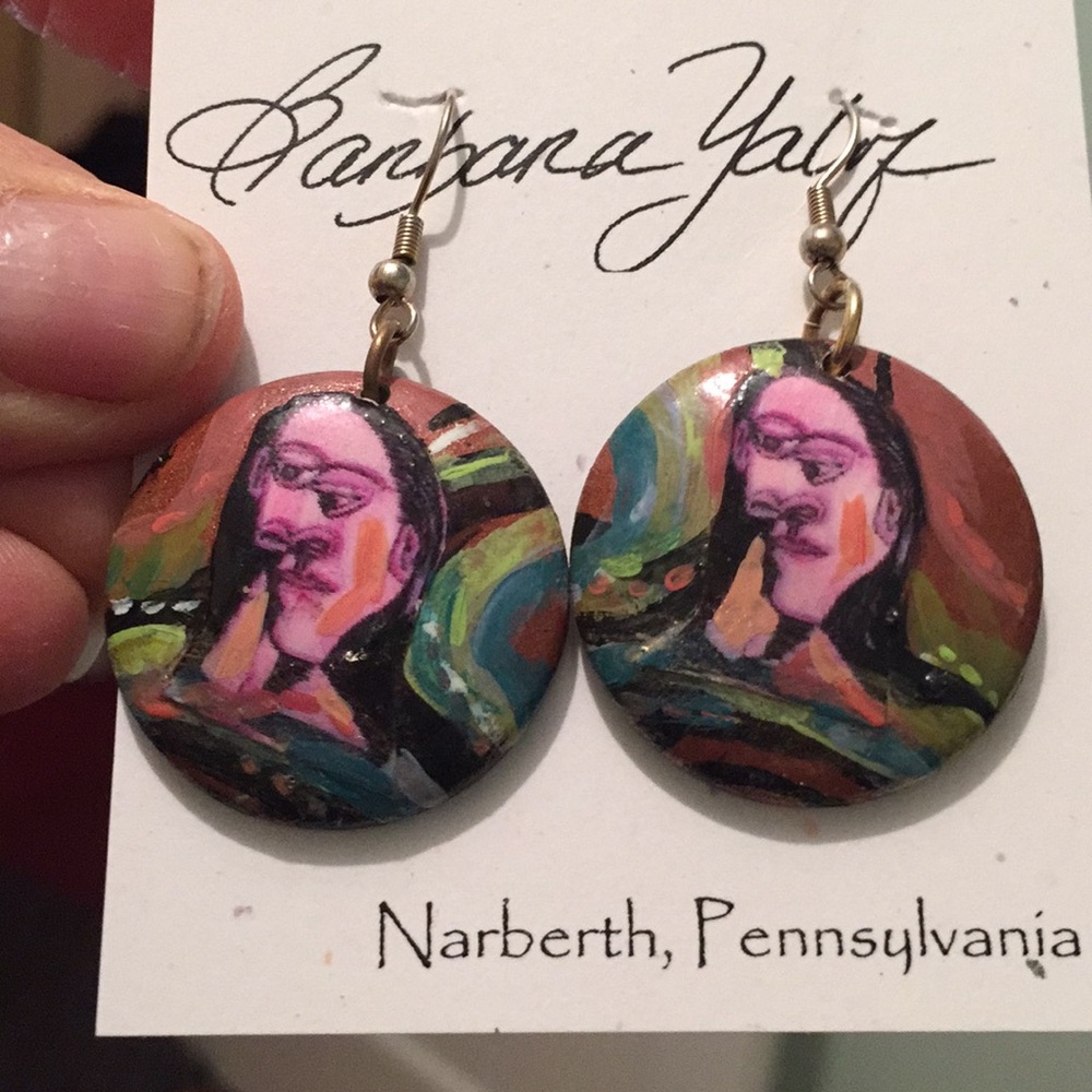 Picasso face earrings NEW unusual funky... light!